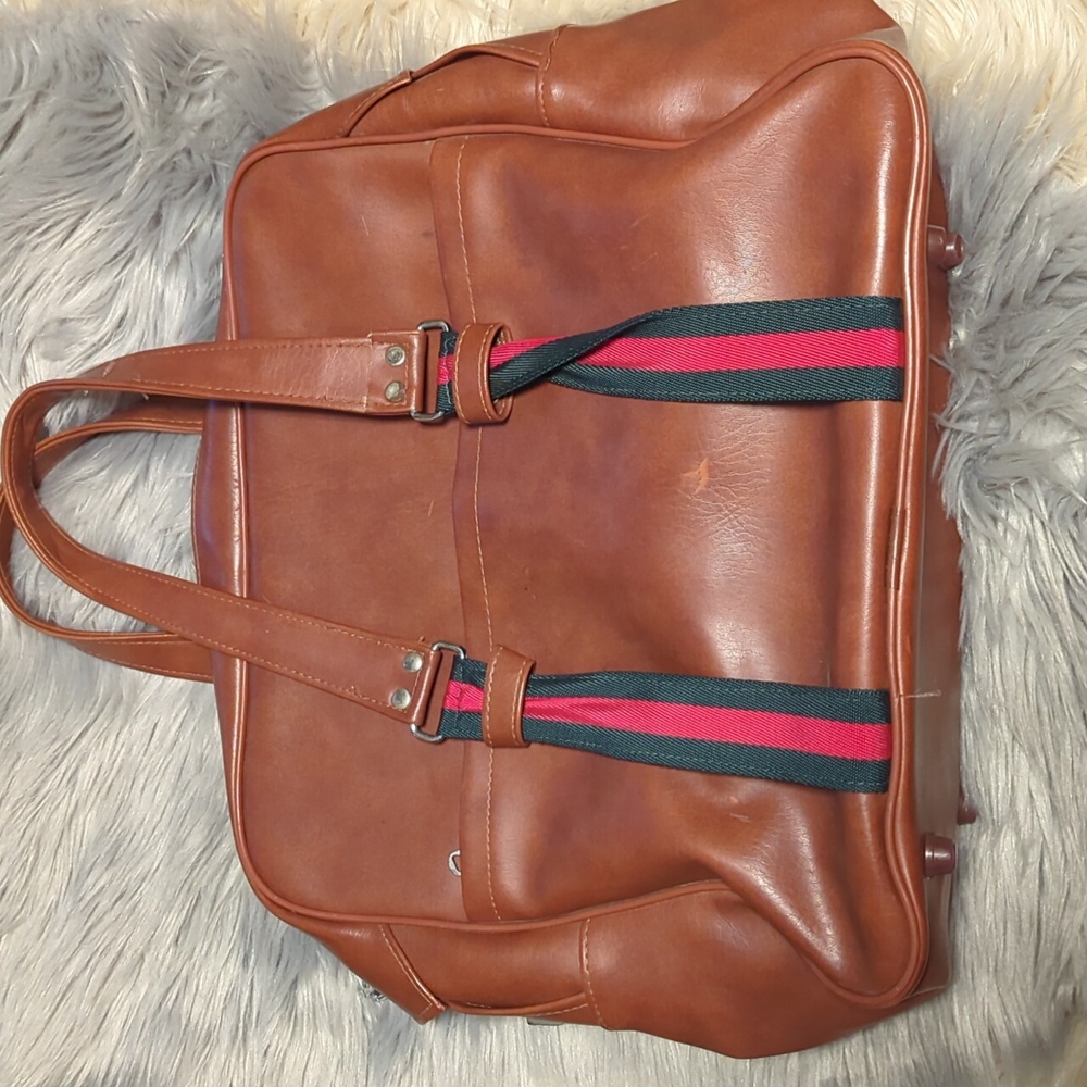 Vintage Brown Carry On Luggage Bag - Picture 2 of 10